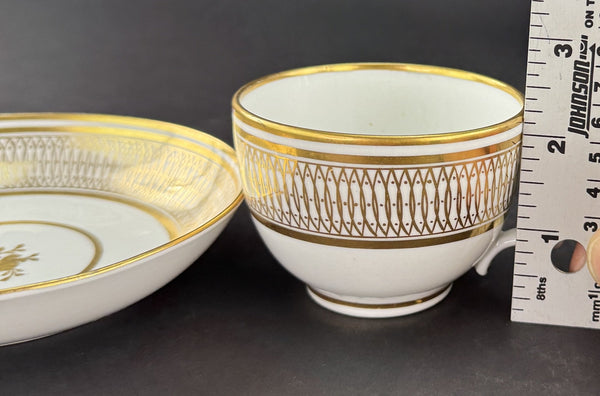 Excellent Set 12 c1790-1820 English Porcelain White Gold Teacups and Saucers