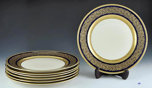 7 Fine Luxury Bavarian Rosenthal Gilded Ivory Dinner Plates