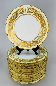 Ornate Set 12 c1910 Limoges French Gilt Dinner Plates Delinieres/Bernardaud