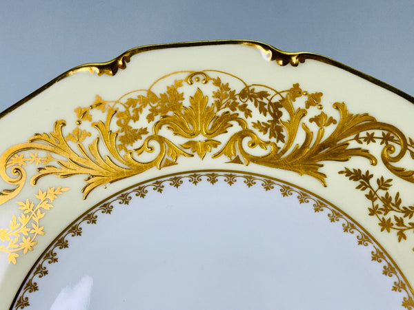 Ornate Set 12 c1910 Limoges French Gilt Dinner Plates Delinieres/Bernardaud