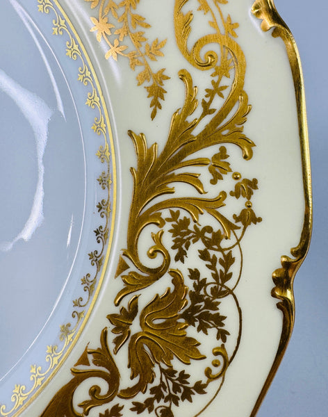 Ornate Set 12 c1910 Limoges French Gilt Dinner Plates Delinieres/Bernardaud