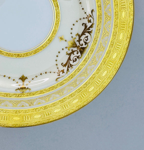 Stunning Set 12 Antique Minton Gold Gilt Cream White Bread Butter Plates