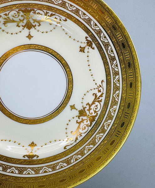 Stunning Set 12 Antique Minton Gold Gilt Cream White Bread Butter Plates