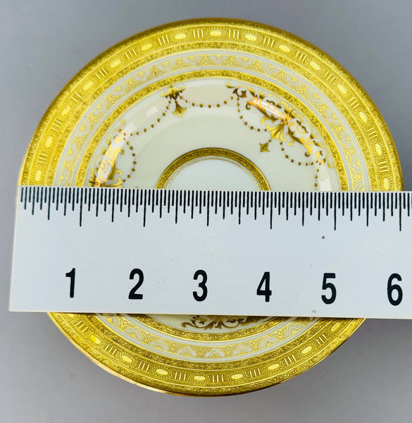 Stunning Set 12 Antique Minton Gold Gilt Cream White Bread Butter Plates