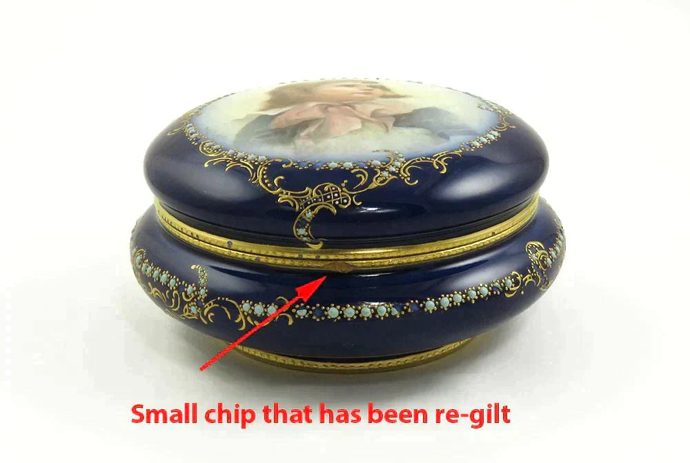 Antique c1890 Tressemanes & Vogt French Limoges Porcelain Dresser/Vanity Box
