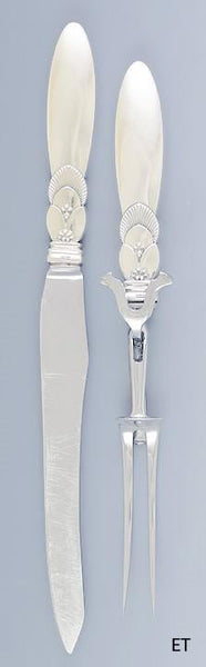 Fantastic Georg Jensen Sterling Silver Cactus 2pc Fork Knife Carving Set