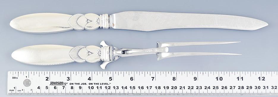 Fantastic Georg Jensen Sterling Silver Cactus 2pc Fork Knife Carving Set