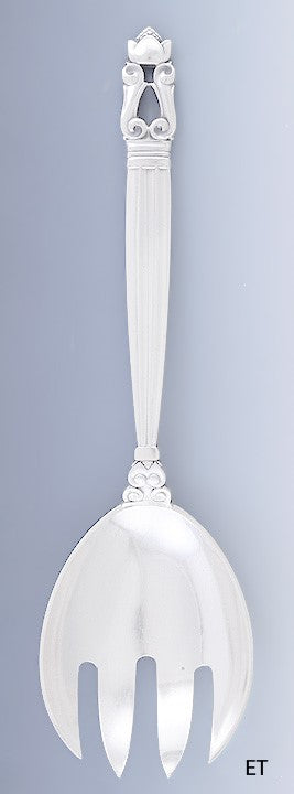 Great Georg Jensen Sterling Silver Acorn Serving Spork / Fork / Spoon 8"