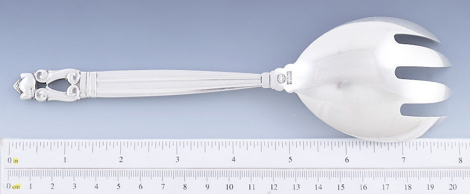 Great Georg Jensen Sterling Silver Acorn Serving Spork / Fork / Spoon 8"