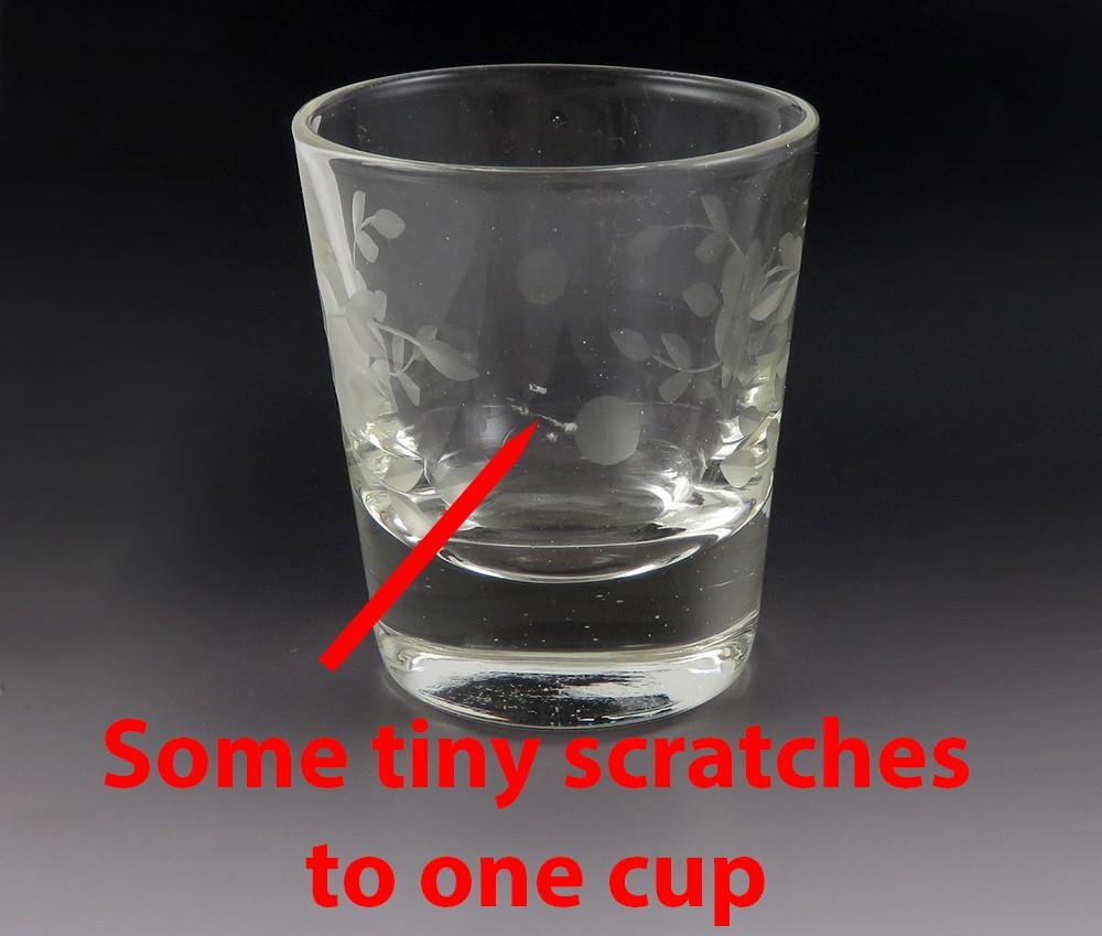 Lovely Set 6 1901 English Sterling Silver Glass Insert Handle Tea Liquor Cups