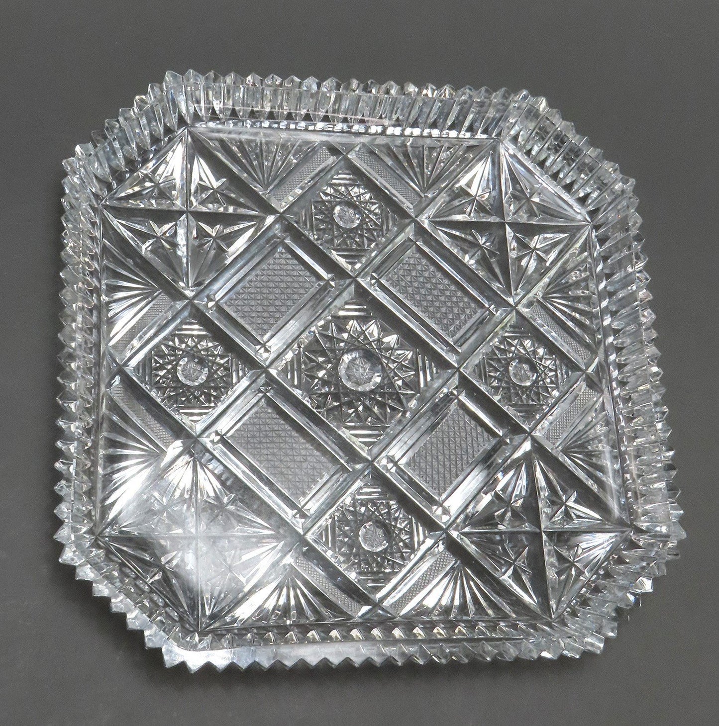 Excellent c1900 American Brilliant Period Cut Glass Octagonal Serving Tray