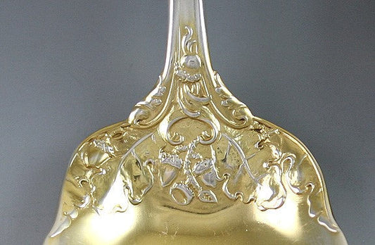 6 Rare Gorham Royal Oak Gold Sterling Silver Dessert Spoons