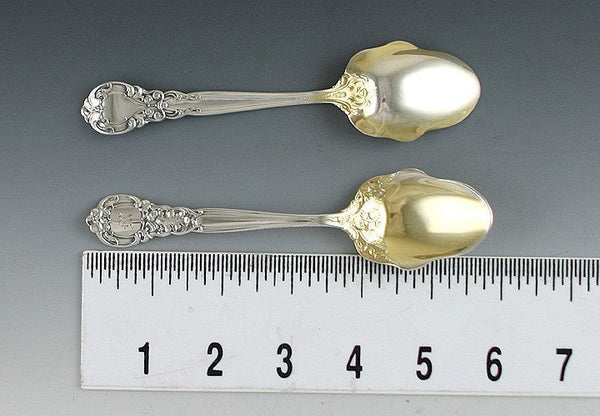 6 Rare Gorham Royal Oak Gold Sterling Silver Dessert Spoons