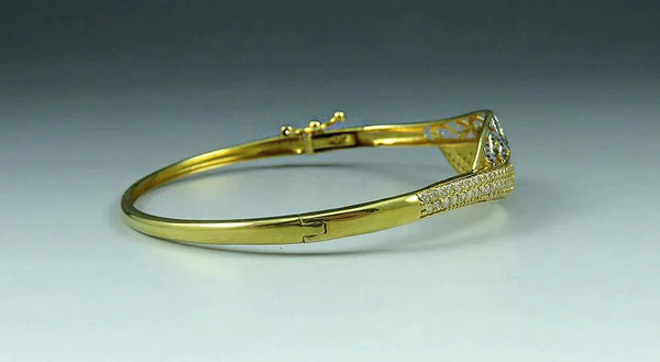 High End 21K Yellow & White Gold ~1.75CT Diamond Bangle Bypass Bangle Bracelet