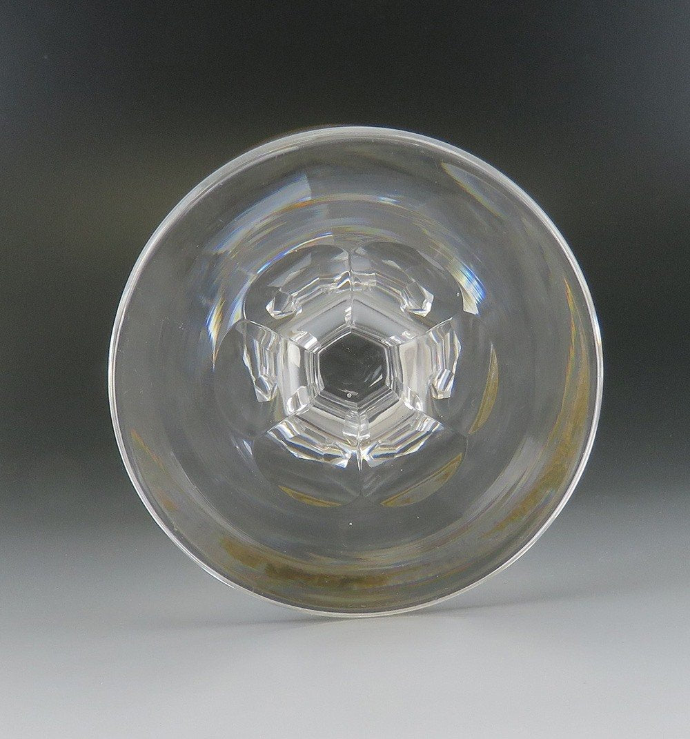 8 Val St Lambert Danse de Flore Gold Crystal Glass Water/Wine Goblets 6 3/4"