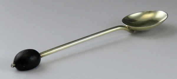 6 Antique 1924 English Gilded Sterling Silver Coffee Bean End Demitasse Spoons