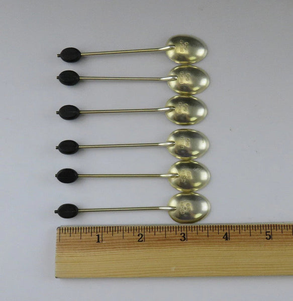 6 Antique 1924 English Gilded Sterling Silver Coffee Bean End Demitasse Spoons
