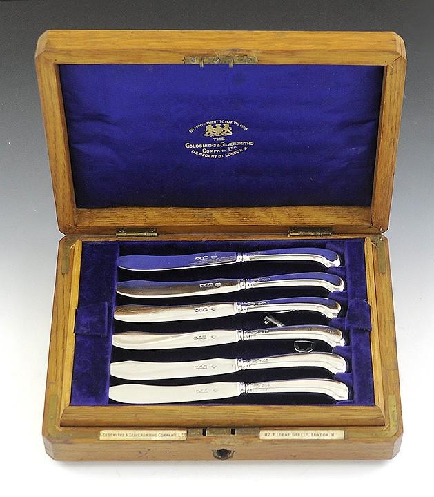 Fab 1906 12pc English Sterling Silver Fruit Or Breakfast Set W/ Original Box