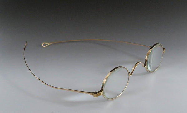 Great Pair 1868 Antique American 10k Yellow Gold Eyeglasses Spectacles Glasses