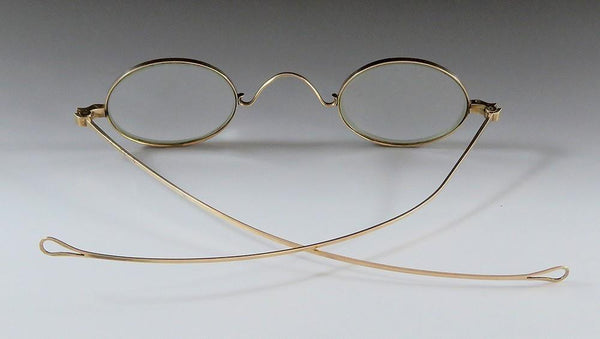 Great Pair 1868 Antique American 10k Yellow Gold Eyeglasses Spectacles Glasses