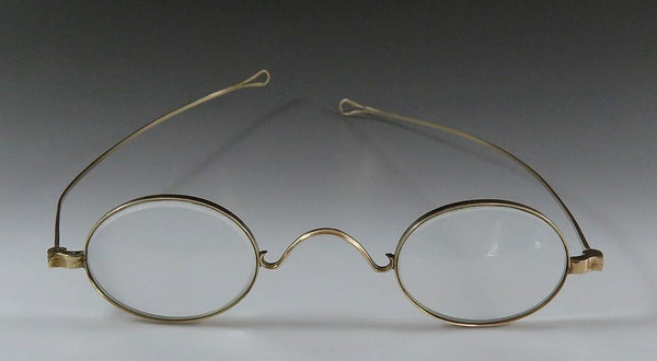 Great Pair 1868 Antique American 10k Yellow Gold Eyeglasses Spectacles Glasses