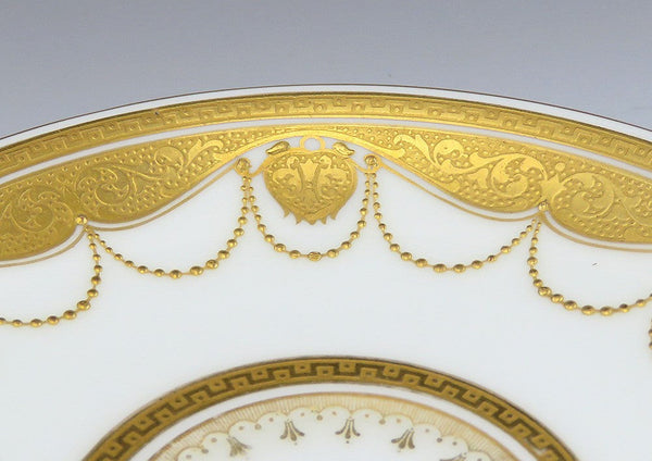12 Antique 1920s Royal Doulton Gold Gilded Porcelain Tea Cup Saucers 6 1/8"