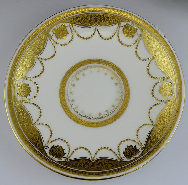 12 Antique 1920s Royal Doulton Gold Gilded Porcelain Tea Cup Saucers 6 1/8"