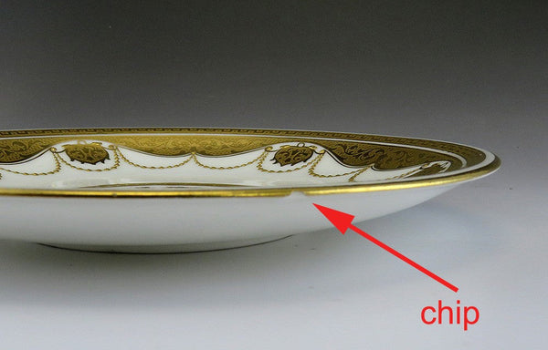 12 Antique 1920s Royal Doulton Gold Gilded Porcelain Tea Cup Saucers 6 1/8"