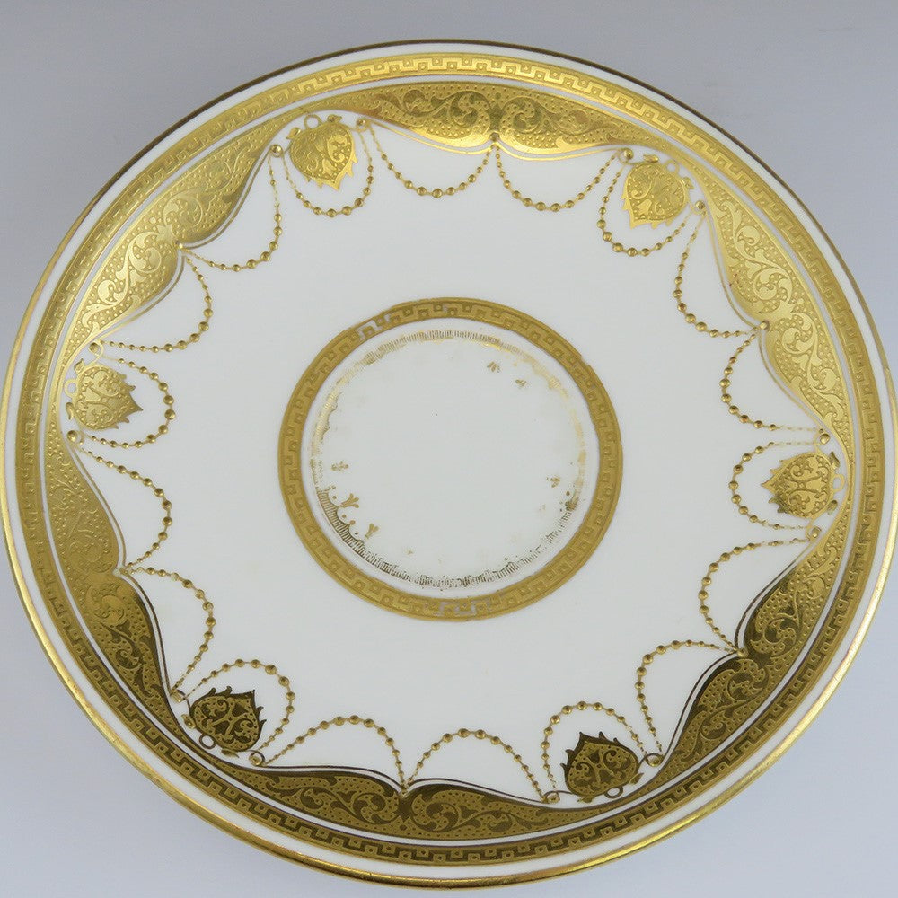 12 Antique 1920s Royal Doulton Gold Gilded Porcelain Tea Cup Saucers 6 1/8"