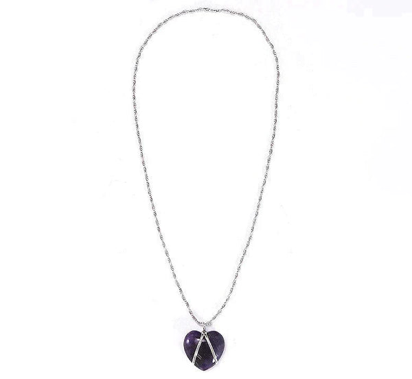 Stunning Amethyst Sterling Silver Heart Pendant with Chain