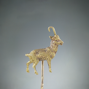 Antique c1900 American 18K Yellow Gold 3D Figural Antelope Goat Stickpin