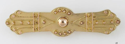 Antique Etruscan Revival Italian 14k Yellow Gold Pin c1860s Brooch