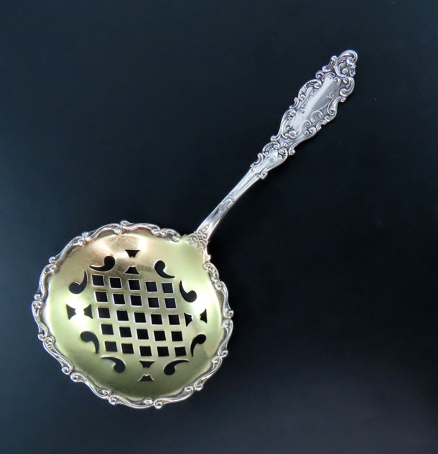 Beautiful Gorham Luxembourg Sterling Silver Pierced Bon Bon Nut Spoon No Mono