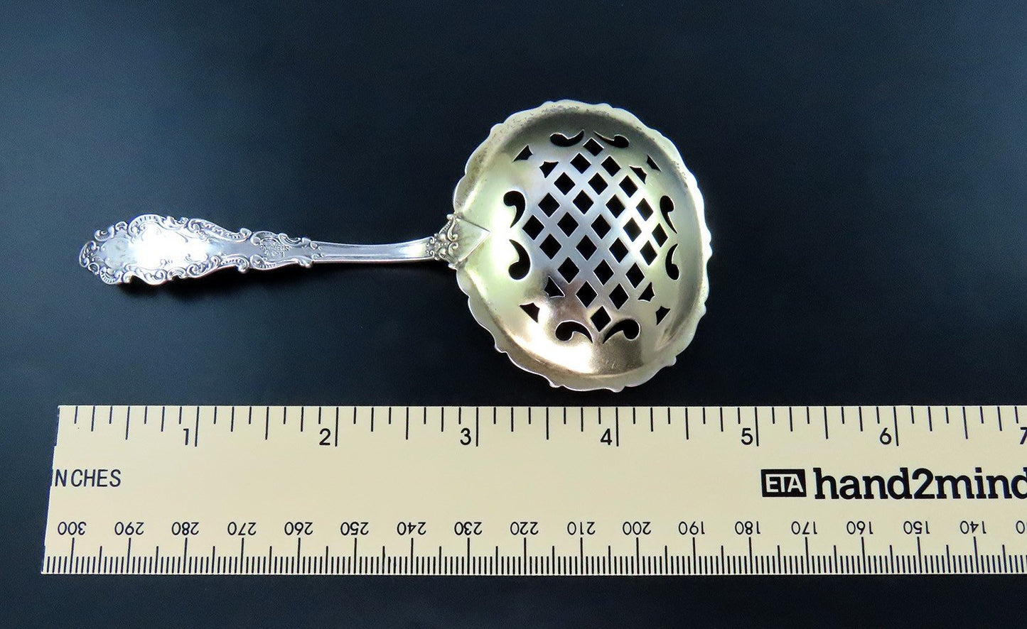 Beautiful Gorham Luxembourg Sterling Silver Pierced Bon Bon Nut Spoon No Mono