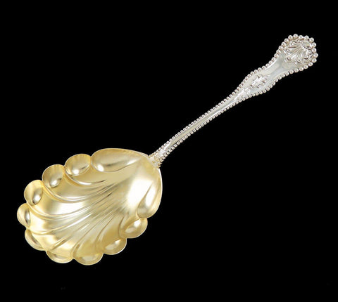 Antique Sterling Silver Dominick Haff Charles II Gold Bowl Serving Spoon 8 7/8"