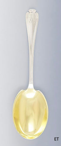 Large Tiffany & Co Flemish Sterling Silver Serving Spoon Gold Wash 9 1/8"