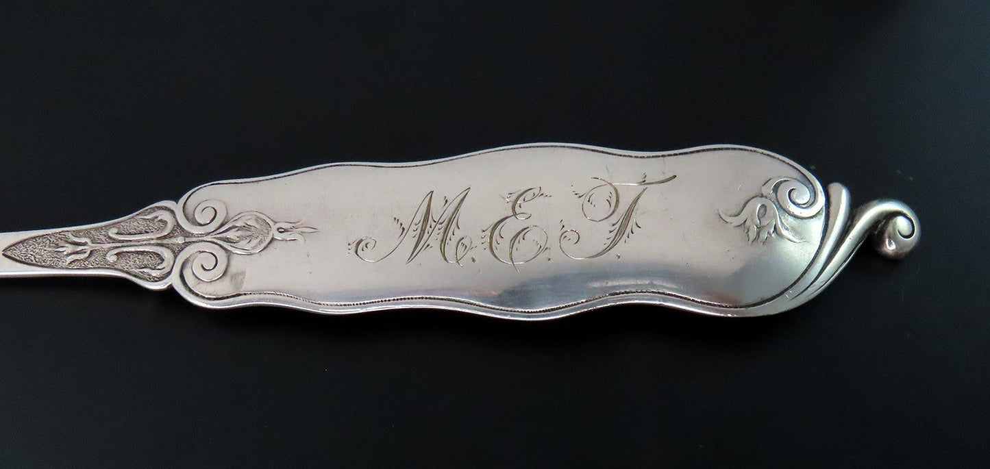 Fabulous Reed Barton Sterling Silver Serving Spoon Crisp Engravings 10 3/4"