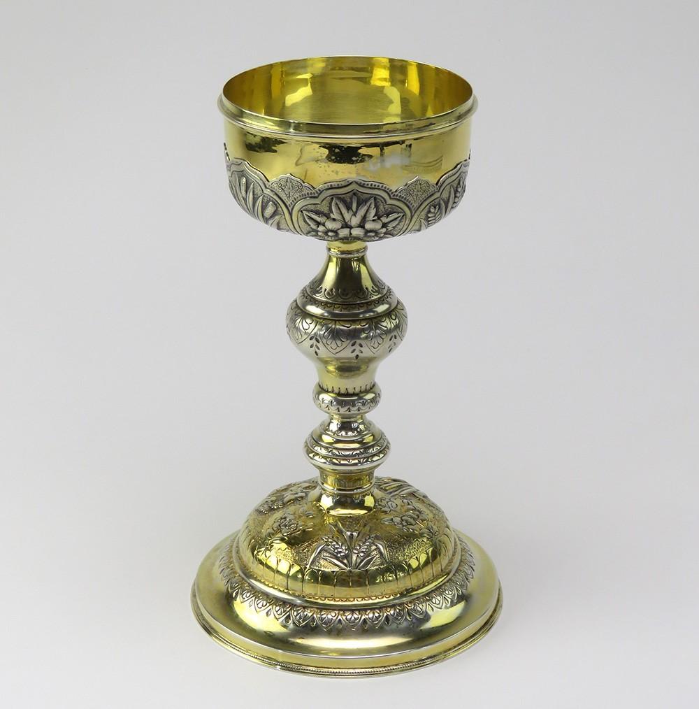 Impressive Late 1800s/Early 1900s Continental Silver Hand Chased Gilt Ciborium