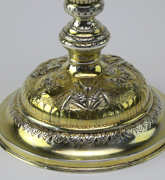 Impressive Late 1800s/Early 1900s Continental Silver Hand Chased Gilt Ciborium