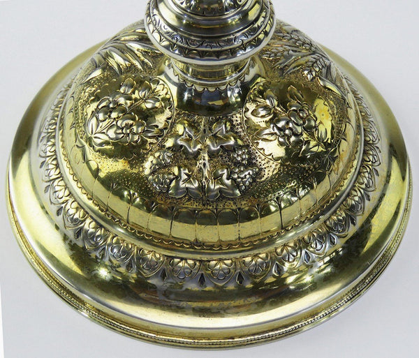 Impressive Late 1800s/Early 1900s Continental Silver Hand Chased Gilt Ciborium