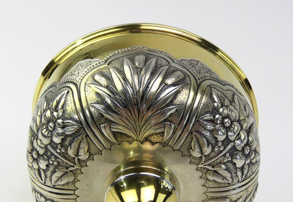 Impressive Late 1800s/Early 1900s Continental Silver Hand Chased Gilt Ciborium