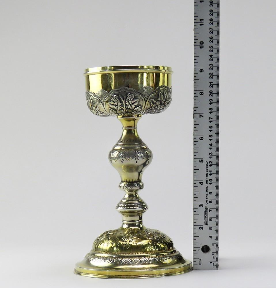 Impressive Late 1800s/Early 1900s Continental Silver Hand Chased Gilt Ciborium