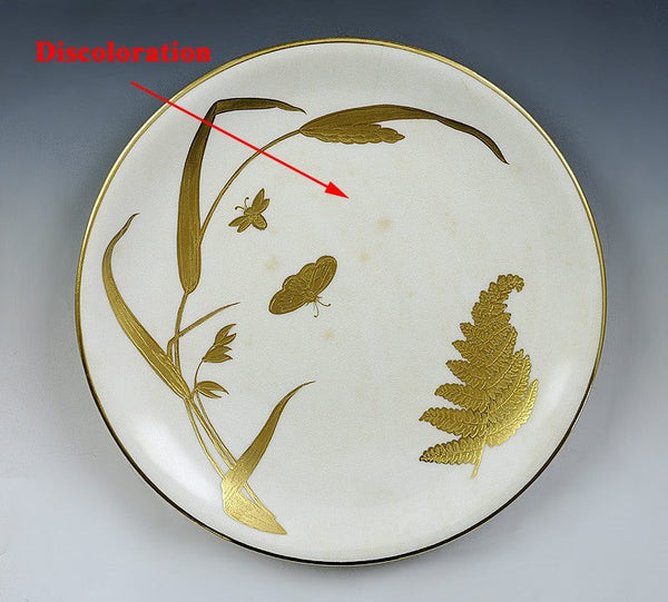 11 English Mintons 1878 Gilt Porcelain Butterfly and Fern Plates