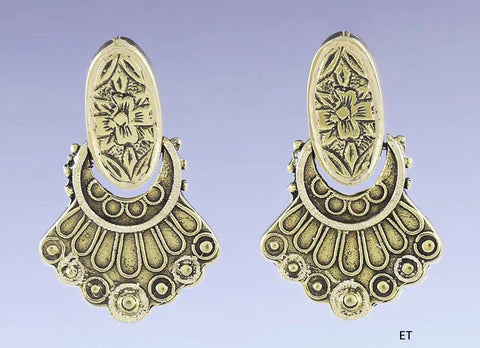 Elegant 14k Yellow Gold Victorian Style Drop Dangle Earrings