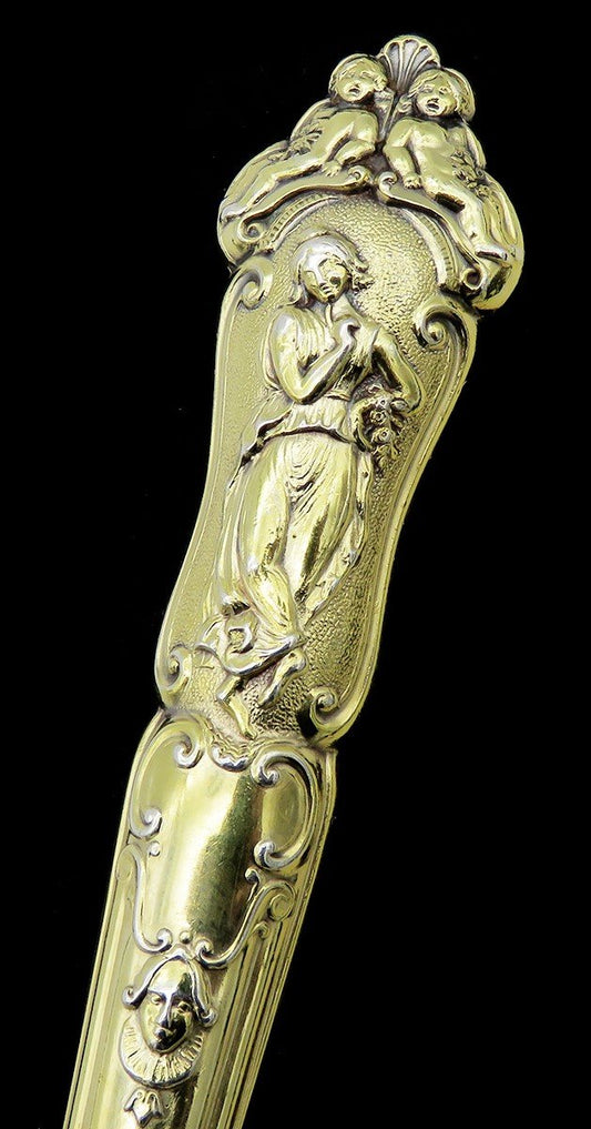 Fabulous English Sterling Silver Gilded Knife Greco-Roman Pattern 1873