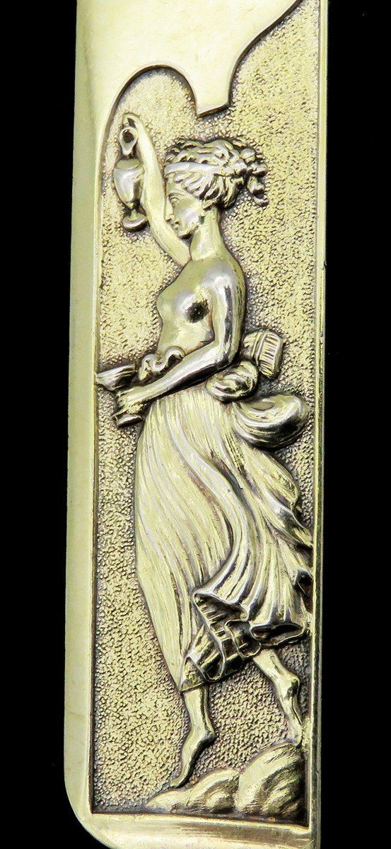 Fabulous English Sterling Silver Gilded Knife Greco-Roman Pattern 1873