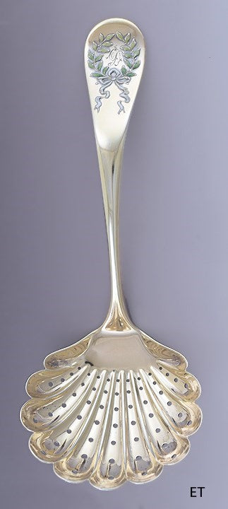 Superb Shiebler Sterling Silver Napoleon Pierced Berry or Sauce Ladle D Mono