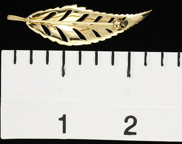 Vintage 14k Gold Ruby Textured Leaf Pin Ballou Co