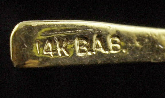 Vintage 14k Gold Ruby Textured Leaf Pin Ballou Co