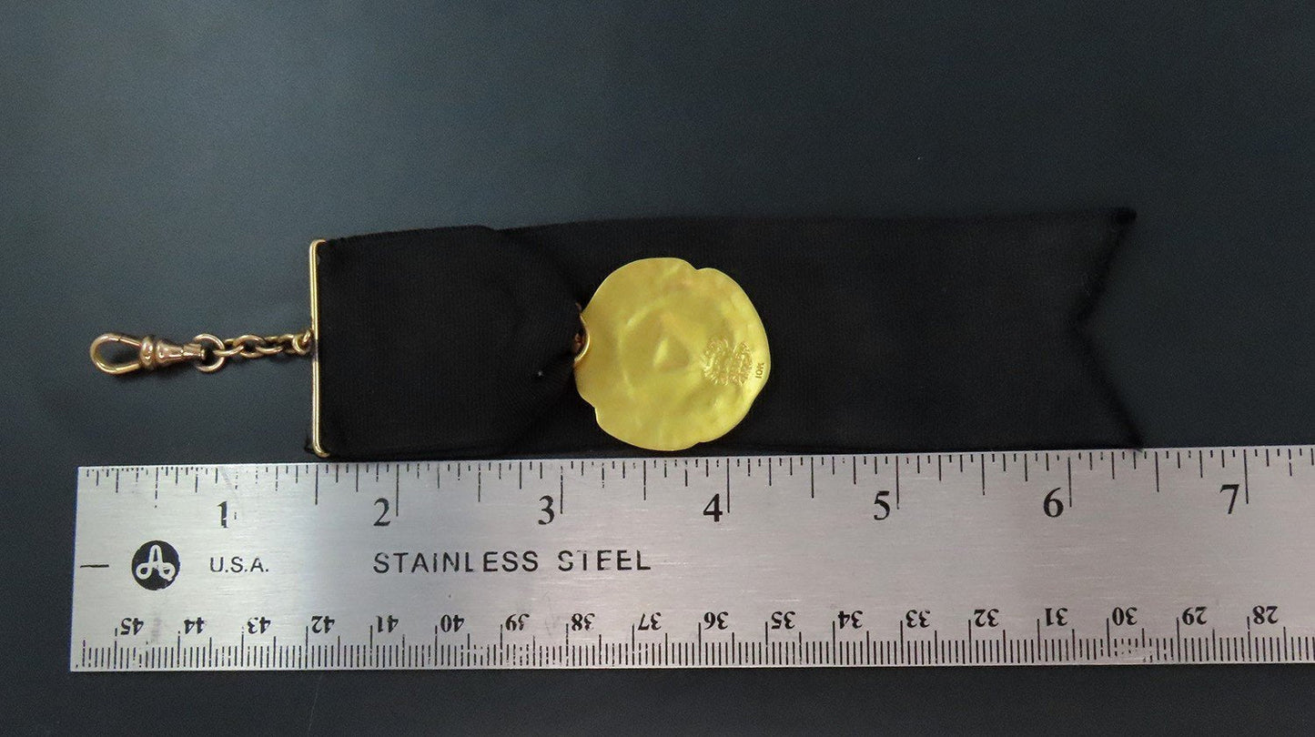 Rare Antique c1905 10k Yellow Gold YMCA Medal Medallion On Ribbon